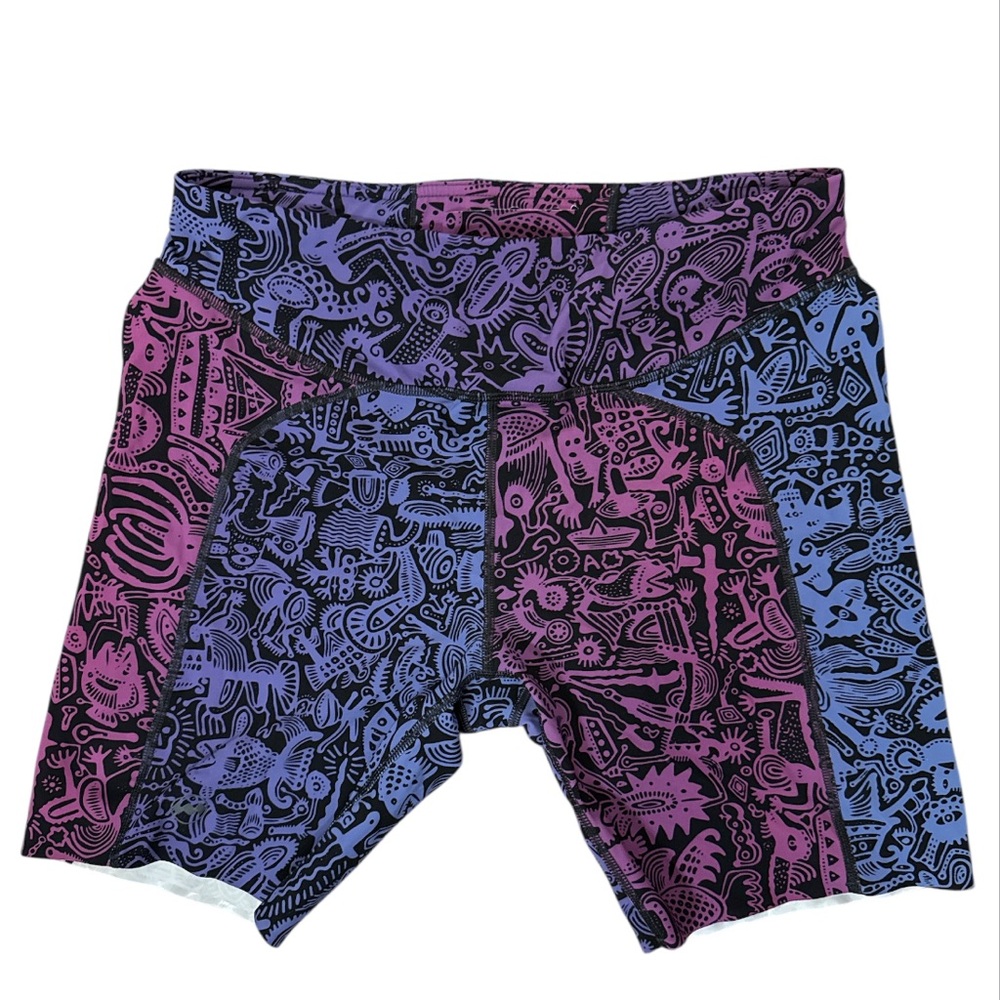 Janji Activewear Women's Large Printed  7" Inseam Groundwork Pace Bike Shorts